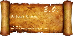 Balogh Ormos névjegykártya